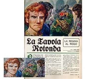 Aldo Di Gennaro | Corriere dei Piccoli - Di Gennaro A. - illustrazione originale "La Tavola rotonda - La regina al rogo" - Page volante - Exemplaire unique - (1969) | Catawiki