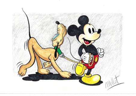Millet | . Mickey Mouse & Pluto - Millet - Original Drawing - EO | Catawiki