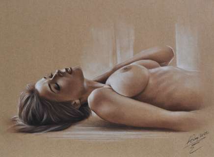 Denis Prenzel | Denis Prenzel - Original drawing - Pin-up - Karina- Size: 30 x 40 cm. - (2022) | Catawiki