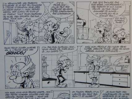 Seron, Pierre | Les petits hommes / De Mini Mensjes 38 - Originele pagina - Miss Persil / De grote school - (2000) | Catawiki