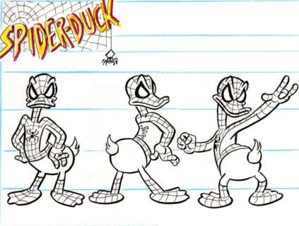 Tony Fernandez, Disney Artist | Donald Duck inspired by Spiderman - Original Preliminary Drawing - Tony Fernandez Signed - Original Art | Catawiki