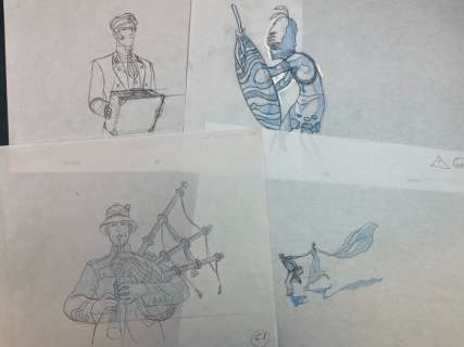 Studio Pratt | Studio Pratt - Corto Maltese - 4x layout per cartone animato - Page volante - Exemplaire unique | Catawiki