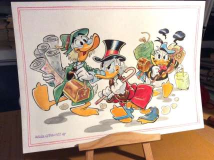 Alessandro Gottardo | Uncle Scrooge - â€œL’avventura è l’avventuraâ€ - dipinto a colori originale di Alessandro Gottardo - (2021) | Catawiki