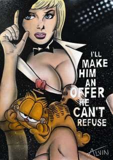 Alvin Silvrants | Godfather - sexy Godmother With Garfield - Original drawing in colour by Alvin Silvrants | Catawiki