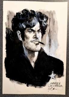 Follet | Follet, René - Dessin original couleur - Hommage Ã  Gir et Charlier - Blueberry | Catawiki