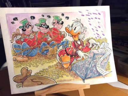 Alessandro Gottardo | Uncle Scrooge - â€œLa musica del vincitoreâ€ - Dipinto originale di Alessandro Gottardo - Page volante - (2021) | Catawiki