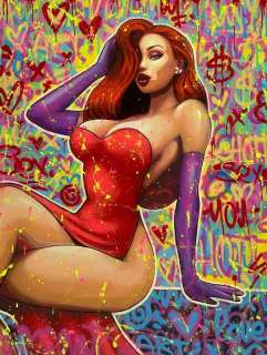 Alberto Ricardo | Jessica Rabbit - Pintura original - 100 x 130 cm. - (2022) | Catawiki
