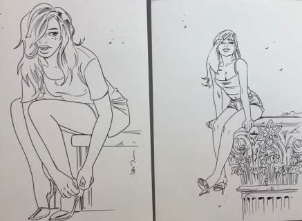 Jim | Jim - 2x Dessin original - Une Nuit Ã  Rome - Marie | Catawiki