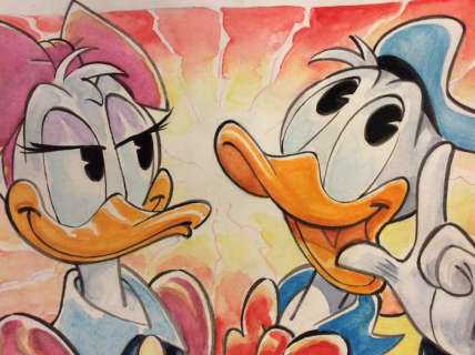 Alessandro | Donald Duck - â€œCoppia esplosivaâ€ - Page volante - Exemplaire unique - (2021/2021) | Catawiki