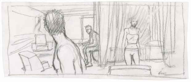 Enki Bilal | GRAPHITE IN PROGRESS 3 – Dessin original 100 | Galerie Barbier