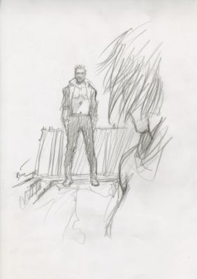 Enki Bilal | GRAPHITE IN PROGRESS 3 – Dessin original 82 | Galerie Barbier