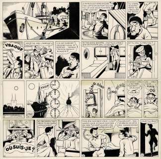 Breysse | Oscar Hamel et Isidore, L’oncle du Tchad, planche originale à l’encre de chine pour cet album paru en 1952 chez Fleurus. | Septimus