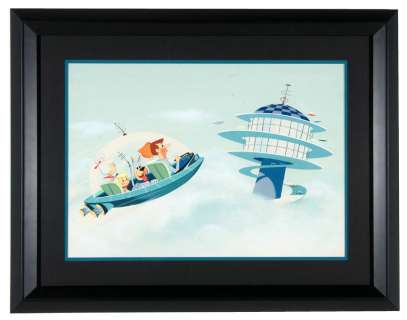 THE JETSONS FAMILY 1963 DOUBLE PAGE ORIGINAL BOOK PAINTING. 