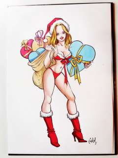 Gã¼Rsel, Gã¼Rçan | GÃ¼rsel, GÃ¼rçan - Originele tekening in kleur - Kerst-pinup - Formaat: 21 x 29,7 cm. - (2004) | Catawiki