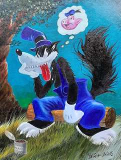 Bas Heymans | Big Bad Wolf is hungry - Original Oil on Canvas painting by Bas Heymans | Catawiki