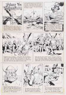 John Cullen Murphy ’’Prince Valiant’’ Sunday Comic Strip Original Artwork -- #1929 Dated 27 January 1974 | Nate Sanders