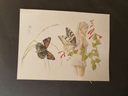 Vink | Vink - Dessin original couleur - La Femme aux papillons - (2013) | Catawiki
