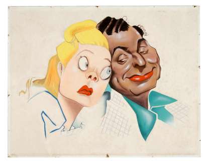 SAM BERMAN ALICE FAYE/PHIL HARRIS NBC AFFILIATE ORIGINAL PROMOTIONAL PAINTING. | Hake’s