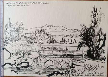 Baudoin, Edmond | Baudoin, Edmond - Dessin original - Les Chemins de l’eau en Provence n°13 - Le Canal de Craponne - (2011) | Catawiki