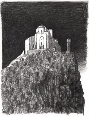 Loustal | Basilique - Fusain sur papier | Huberty Breyne Gallery