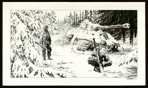 Steve Cuzor - Illustration originale - Cinq branches de coton noir