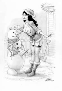 Cera | Cera - Original drawing - mother christmas - sexy girl - EO | Catawiki