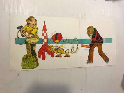 Charles Jarry | Jarry - Dessin original - Hommage à Tintin, Spirou et au Marsupilami - Les baroudeurs sans frontières - Page volante - Exemplaire unique - (2005) | Catawiki