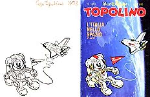 Marco Rota - Topolino 1453 - L‘Italia nello spazio - Original Inked Cover Drawing by Marco Rota - (1983)