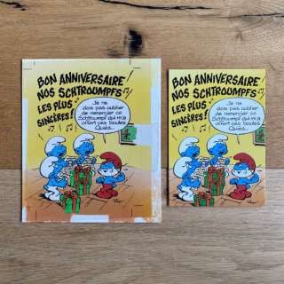 Studio Peyo | Les Schtroumpfs - Mise en couleurs originale + film noir - pour une carte postale - (1991) | Catawiki