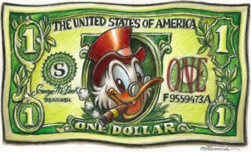 Joan Vizcarra | Scrooge McDuck One Dollar - Original Drawing - Joan Vizcarra - Pencil Art - Original Artwork | Catawiki