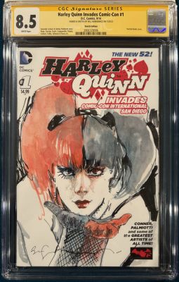 Bill Sienkiewicz sketch Harley Quinn Invades Comic-Con #1 CGC Signature Series