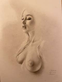 Juliana Ovsyanka | Ovsyanka, Juliana - Originele tekening - ‘Tentation’ Formaat: 29 x 42 cm. | Catawiki