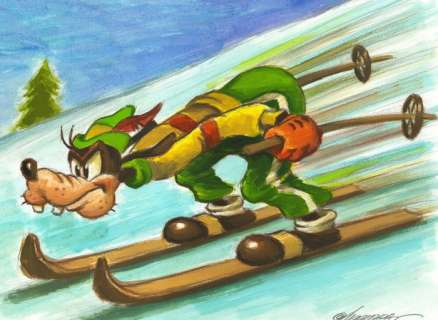 Joan Vizcarra | Goofy in "The Art of Skiing" (1941) - Original Painting - Joan Vizcarra - 50 x 30 cm - Acrylic Art - Original Artwork | Catawiki