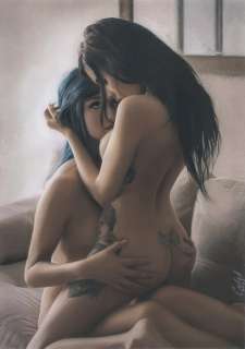 Calas, J.M. | Jean Michel Calas - Dessin original en couleur - Amour Bohémien - Format dessin: 21 x 29,7 cm. - (2023) | Catawiki