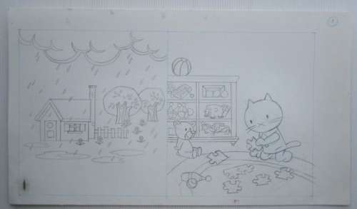 Ray Goossens (Studio) | Ray Goossens (Studio) - MUSTI - Originele pagina (potlood versie) (p.1) - Musti is jarig - (2003) | Catawiki