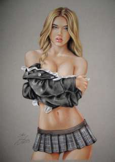 Sly | Sly - Original drawing in colour - Pin up art - Size: 31 x 42 cm. - (2023) | Catawiki