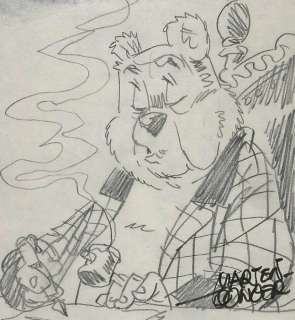 Marten Toonder (Studio’s) | Marten Toonder (Studio’s) - originele tekening - Heer Bommel achter zijn bureau - (jaren 1970) | Catawiki