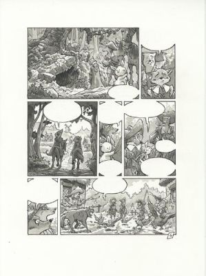 Jean-Luc Masbou | De capes et de Crocs, Hors série, prologue du ’’ roman de renard ’’ édité par la B.N.F, planche 4 | Galerie 9ème Art