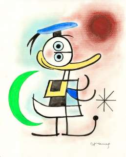Tony Fernandez, Disney Artist | Donald Duck Inspired By Joan Miró’s "Woman in front of the Moon" (1953) - Original Painting - Tony Fernandez Signed - Original Art | Catawiki