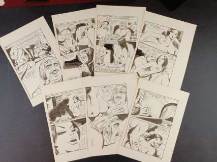 Tito Marchioro | Lucifera n. 20 - Tito Marchioro - 7x Tavole Originali "Il Santo Graal" - Page volante - Exemplaire unique - (1975) | Catawiki