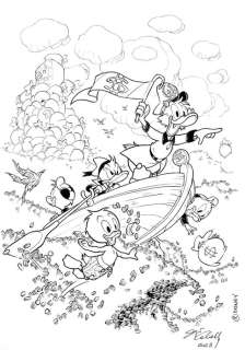 Sergio Cabella | Topolino - Navigare sul mare di monete del deposito - Zio Paperone - Sergio Cabella - (2023) | Catawiki