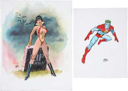Dave Simons Vampirella and Captain Planet Illustration Original Art Group of 2 (2007). Two full color - | Heritage