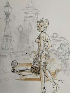 Meynet, Félix | Meynet, Félix - Dessin original préliminaire - Mirabelle avec sa voiture de collection | Catawiki