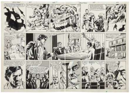 Luke McDonnell and Steve Mitchell Iron Man #167 page 16 and 17 Original Art (Marvel, 1983). Obadiah Stane -