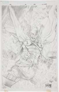 Mico Suayan Thor #612 Penciled Cover Original Art (Marvel, 2010). Thor goes to Hell. In the aftermath of Siege, -