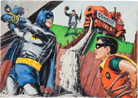 Norman Saunders Concrete Conquest "Blue Bat" Batman Trading Card #29 Illustration Original Art (Topps, -