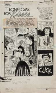 Alex Toth and Mike Peppe Intimate Love #26 Complete 10-Page Story "Lonesome for Kisses" Original Art -