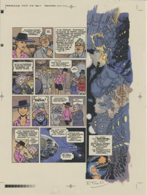 Evelyne Tranlé | Valérian, Tome 21, L’OuvreTemps, bleu de la planche 21, 2010 | Galerie 9ème Art