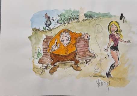 Hardy | Hardy, Marc - Dessin original couleur - Pierre Tombal | Catawiki