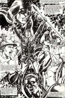 Rafael Kayanan and Alfredo Alcala America vs. the Justice Society #1 Adolf Hitler Splash Page 10 Original Art -